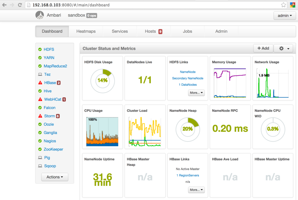 HDP Ambari dashboard