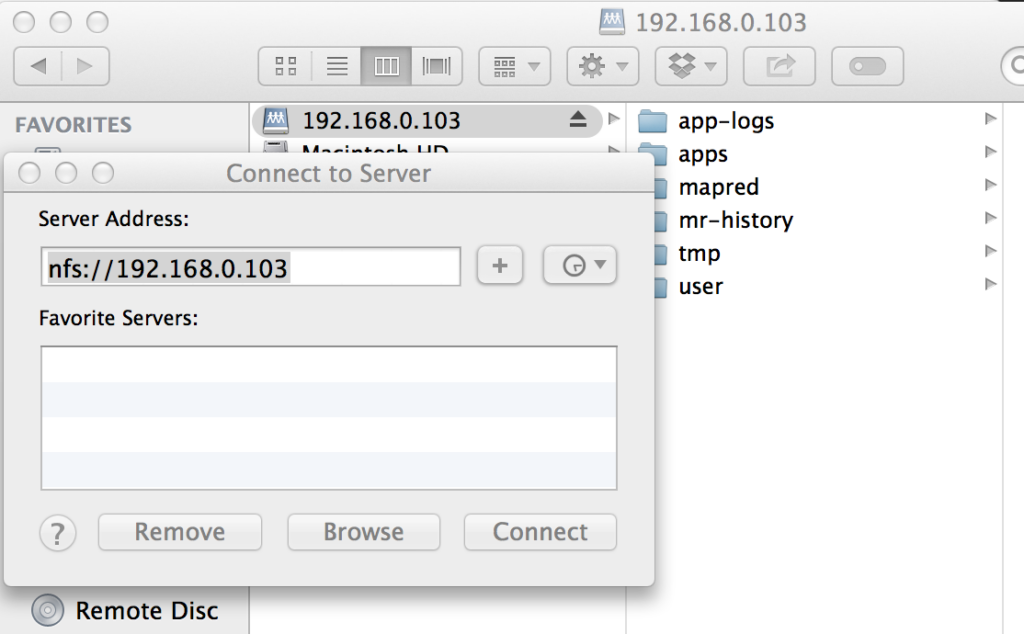 Mounting NFS share from HDP HDFS on OSX