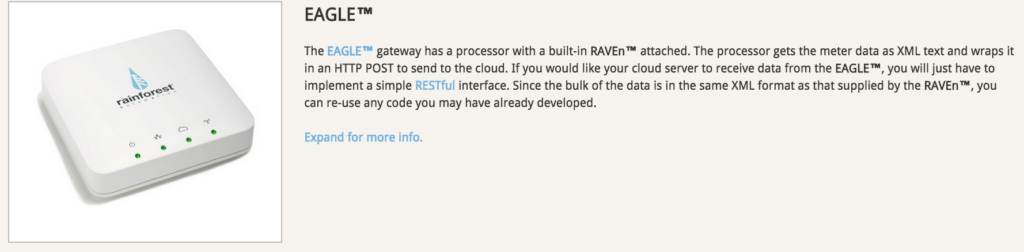 Eagle energy monitor IoT device from Rainforest Automation